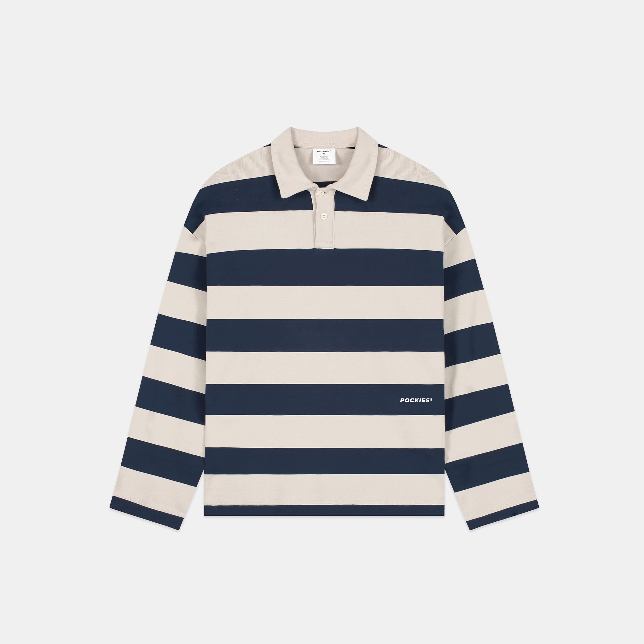 Striped LS Polo - Navy/OW